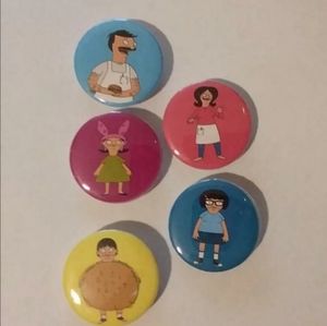 Handmade Cartoon Button Pins Set Bob's burgers !